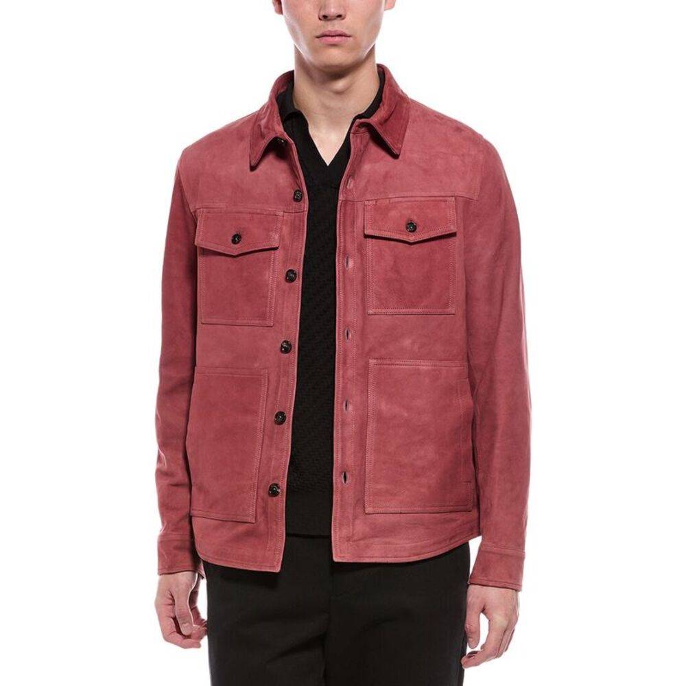 Isaia Mens Suede Jacket, Grey